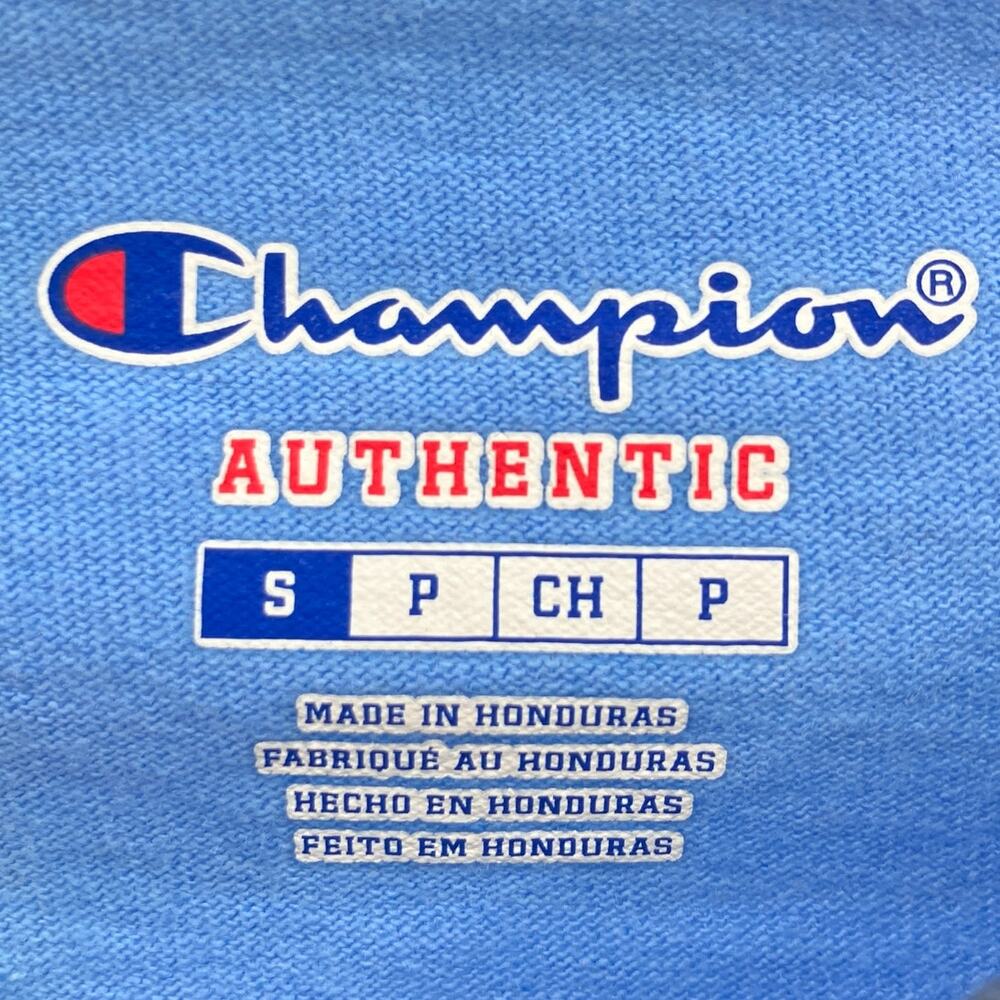 Champion Authentic Navy Blue Embroidered Logo 3/4 Sleeve Raglan Baseball T Shirt - Picture 2 of 7